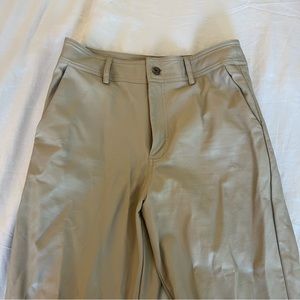 Faux Leather Beige Flare Pants